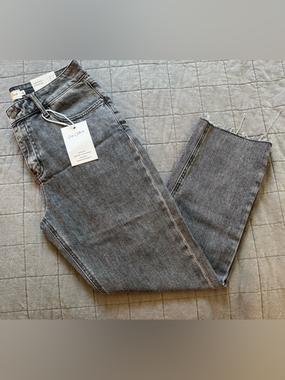 Ena Cotton Women's High-Rise Ankle Cropped Jeans in Washed Gray